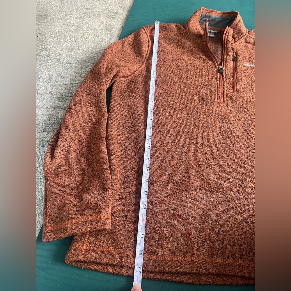 Eddie Bauer Mens L Fleece 1/4 Zip Pullover Jacket Dark Orange Rust Long Sleeve - Picture 11 of 11